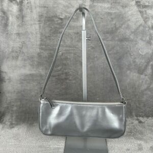 Unbranded Gunmetal Gray Metallic Baguette Shoulder Bag Y2K Minimalist Purse